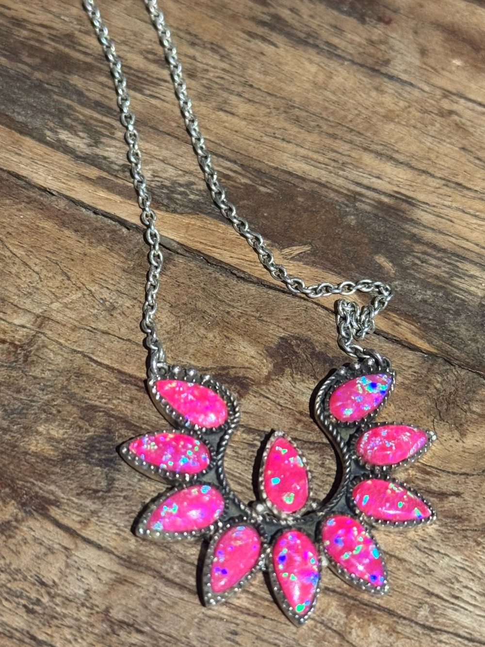 Sterling silver Pink Opal Necklace